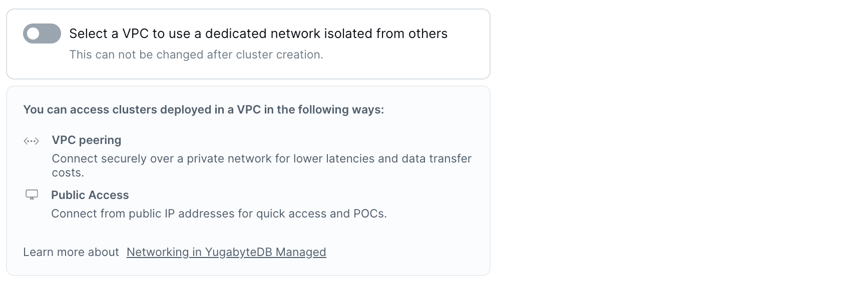 Add Cluster Wizard - Configure VPC