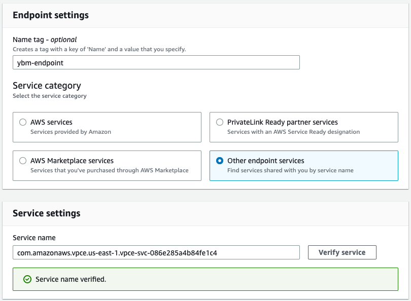 AWS Create endpoint